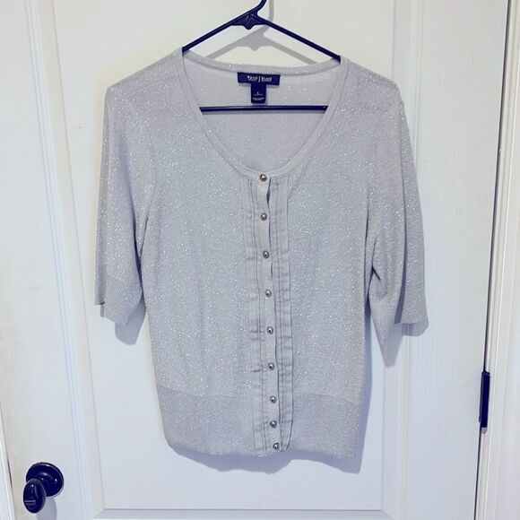WHBM Silver Snap Front will Cardigan size L - Picture 1 of 5